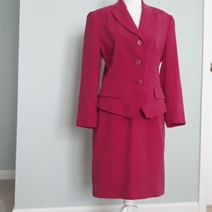 Fuschia 100% silk skirt suit